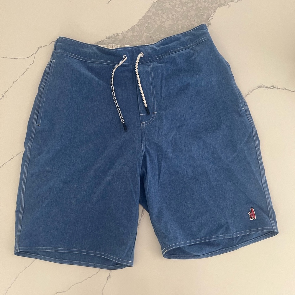 Johnnie-O M Swim Trunks Men’s Blue Pink Surfer Logo Athletic Active Resort Beach